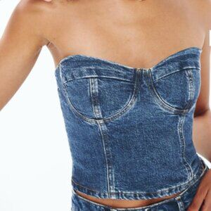 Reformation Andi Denim Bustier Top